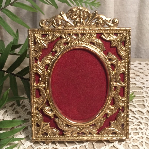 Vintage | Accents | Vintage Brass Photo Frame With Red Velvet Hollywood ...